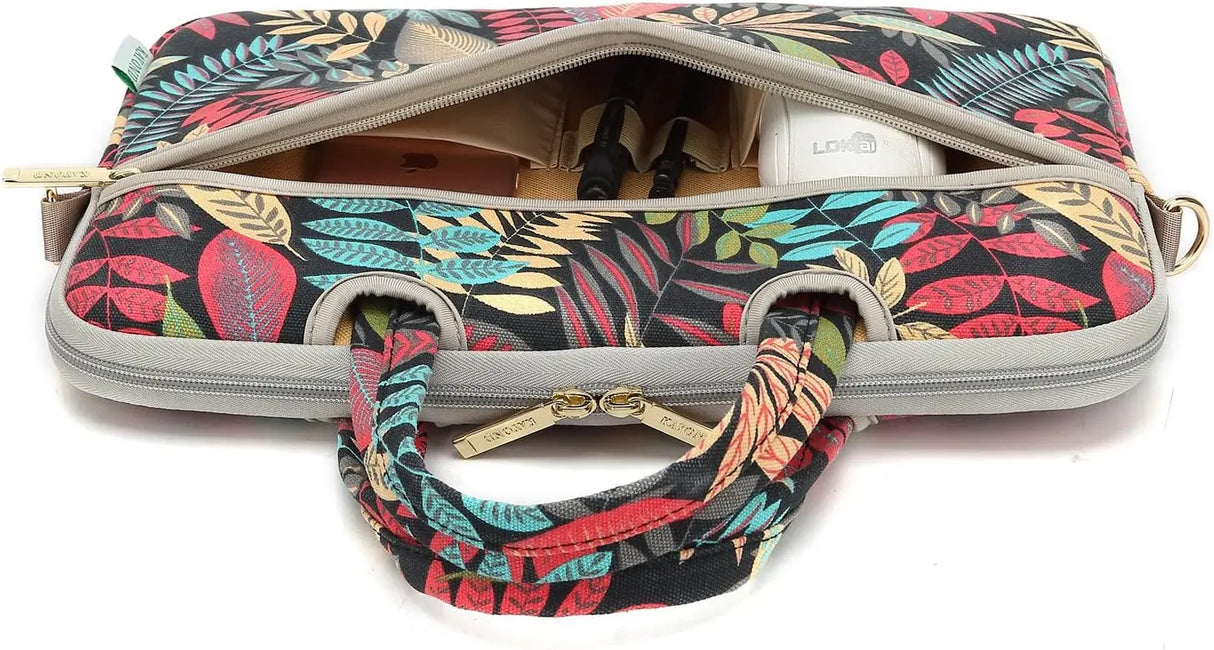 Forest Series Black Patten Water-Resistant Laptop Shoulder Messenger Bag Case Sleeve for 14 Inch 14.1 Inch Laptop