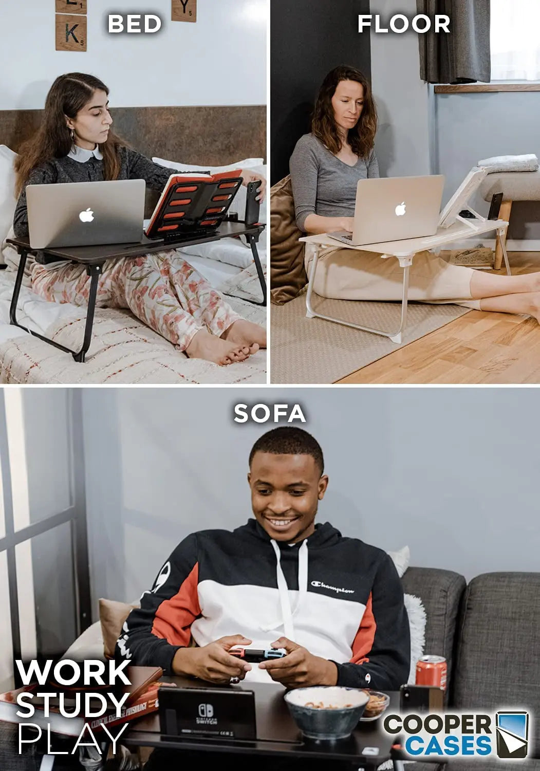 Cooper Mega Table [XXL Extra Large] Folding Laptop Desk for Bed, Laptop Stand for Bed and Sofa, Bed Table | Laptop Bed Desk with Drawer, Book Stand, Phone Stand, Leg Space