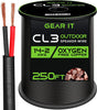14/2 Speaker Wire (250 Feet) 14AWG Gauge - Outdoor Direct Burial in Ground/In Wall / CL3 CL2 Rated / 2 Conductors - OFC Oxygen-Free Copper, Black 250Ft