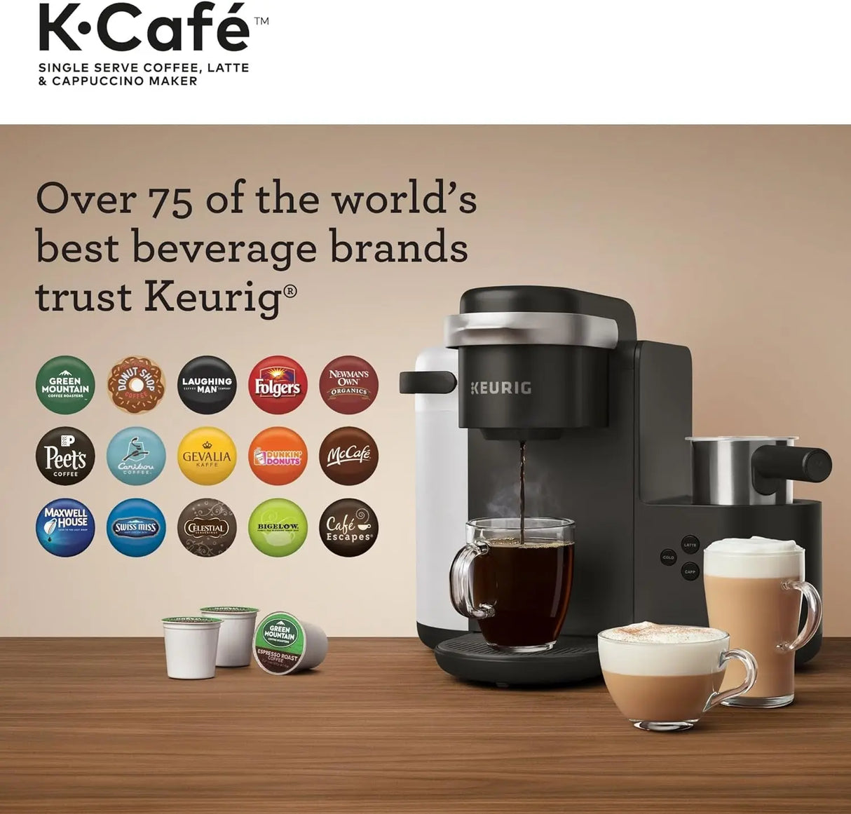 K-Cafe Single Serve K-Cup Coffee, Latte and Cappuccino Maker, Dark Charcoal