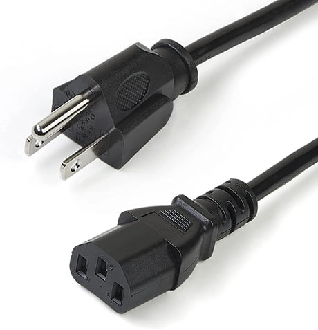 10Ft (3M) Computer Power Cord, NEMA 5-15P to C13, 10A 125V, 18AWG, 10 Pack, Black Replacement AC Power Cord, Printer Power Cord, Monitor/Pc Power Supply Cable - UL Listed (PXT1011010PK)