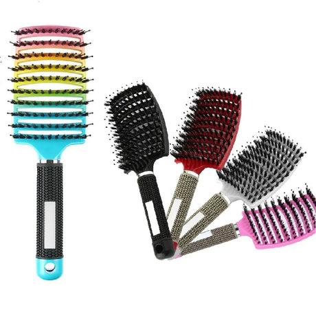 Women Hair Scalp Massage Comb Bristle Nylon Hairbrush Wet Curly Detangle Hair Brush for Salon Barber Hairdressing Styling Tools