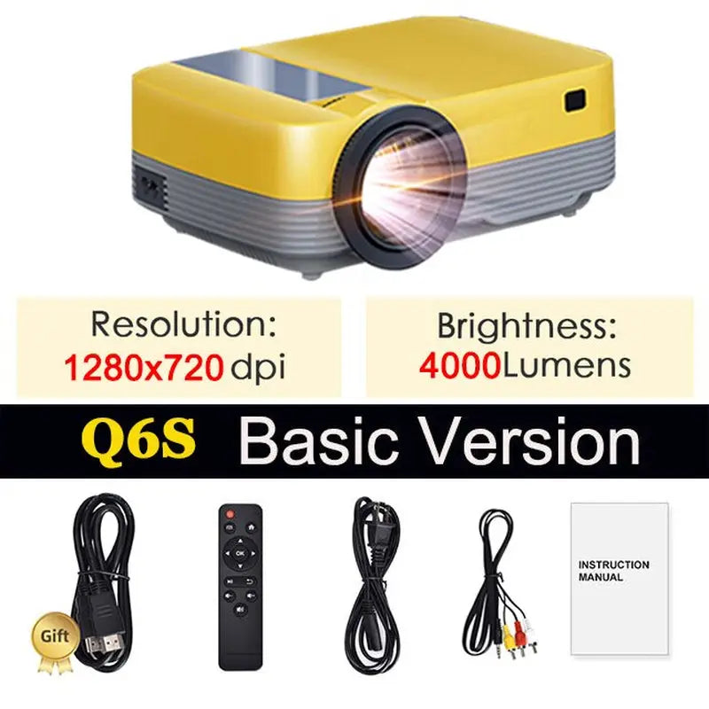 Q6S Video Projector for Movie Home Cinema Full HD 1080P Supported Airplay Movie Beamer Wifi Android 10 TV BOX Optional