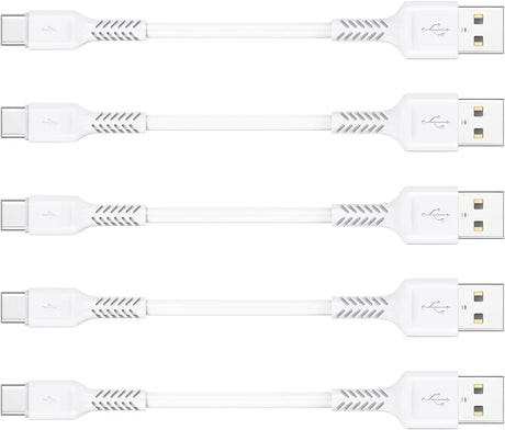 4 Inch USB C Cord Short 5 Pack Durable USB a to USB Type C Cable Fast Charging for Charging Station Compatible with Samsung Galaxy Note 10 20 S10 S20 A20 plus LG (White)