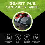 14/2 Speaker Wire (250 Feet) 14AWG Gauge - Outdoor Direct Burial in Ground/In Wall / CL3 CL2 Rated / 2 Conductors - OFC Oxygen-Free Copper, Black 250Ft