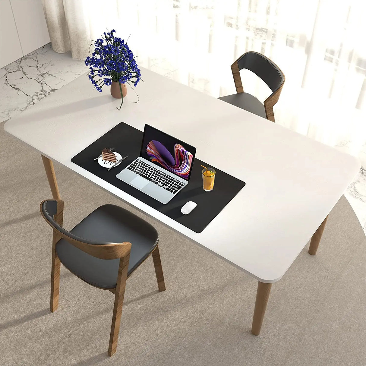 Leather Desk Pad Protector,Mouse Pad,Office Desk Mat, Non-Slip PU Leather Desk Blotter,Laptop Desk Pad,Waterproof Desk Writing Pad for Office and Home (Black,31.5" X 15.7")