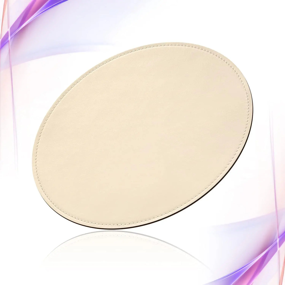 Round Mouse Pad PU Leather Mouse Pad with Stitched Edge Micro-Fiber Base with Non-Slip Waterproof, Mouse Pad for Computers, Laptop, Office & Home,1 Pack, 9Inch9Inch (Milky White)