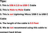 6 Inch USB C Cable , Short USB to USB C 3A Fast Charging Cable, Braided USB C Male to USB Male Cable for Power Bank, Galaxy S23, Ipad Pro Ipad Mini S22 S21 Z Flip, Etc, Gray