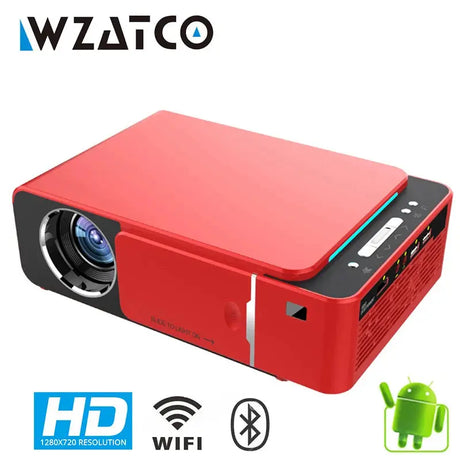 WZATCO T6 Android 9.0 WIFI Support HD Video Portable LED Projector Home Theater Mobile Beamer for Smartphone Proyector