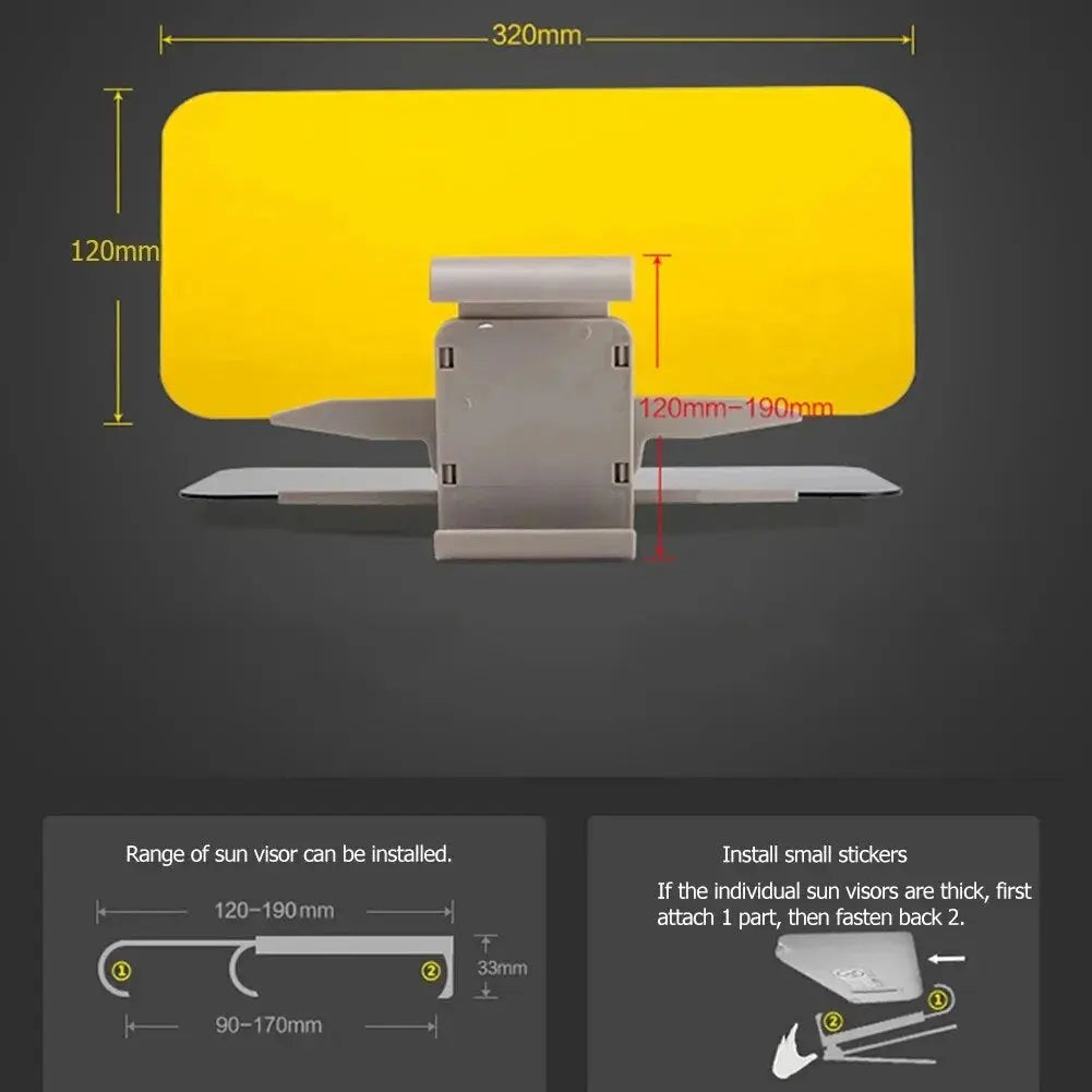 2 in 1 Car Sun Visor Polarized Sunshade Plate Clear Vision Anti-Dazzle Anti-Uv Rotatable Adjustable Sun Visor Blocker Car Mirror