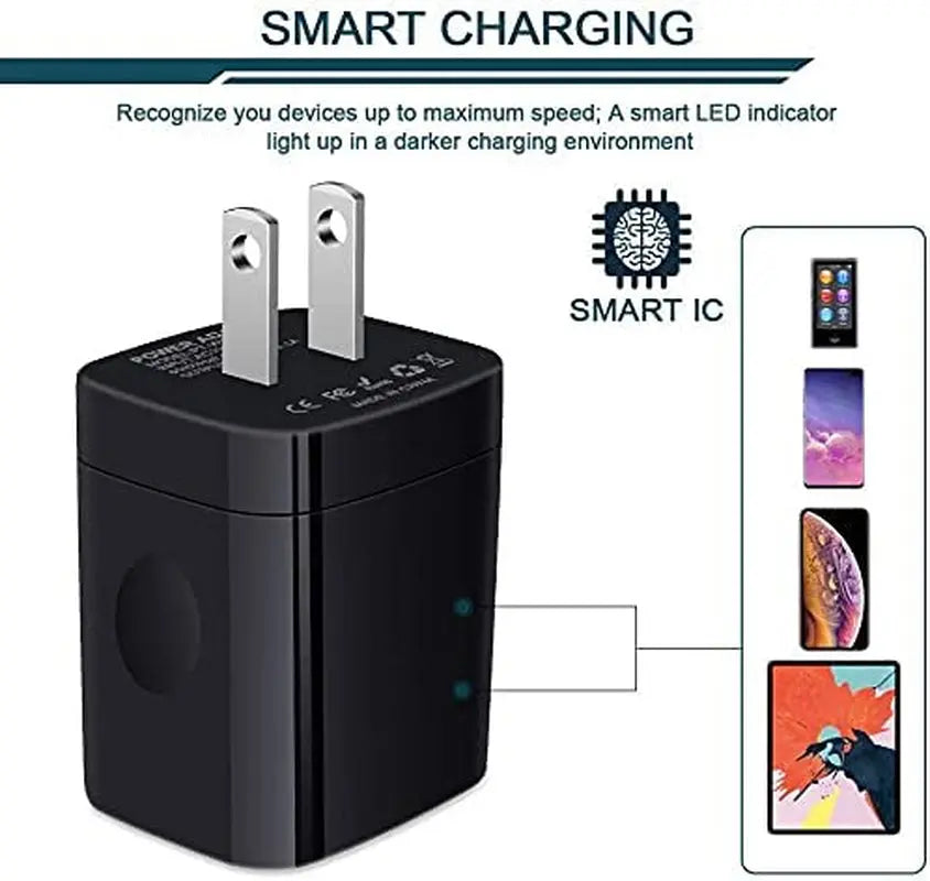 3 USB Wall Charger, Triple Charger Adapter, Fast Charging Block Home Charger Station Block Cube Plug for Iphone, Samsung Galaxy, LG, Motorola, Google Pixel, Oneplus, Base Box Cagardor Para
