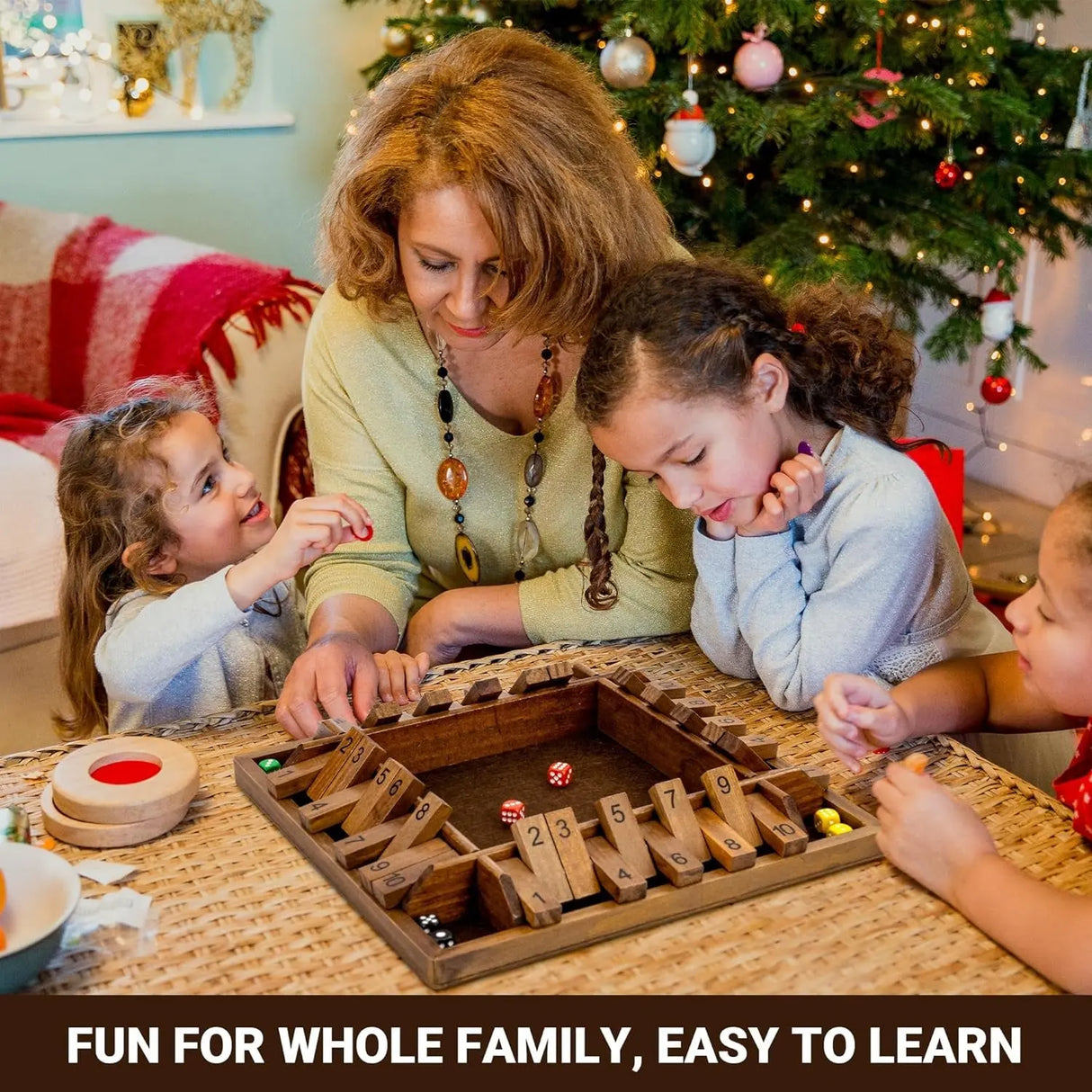 14 Inches 4-Way Board Game (2-4 Players) for Kids & Adults [Large Wooden Game, 8 Dice + Rules] Smart Addition Learning Game – Vantage Style