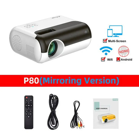 2800 Lumen Mini Led Home Projector P80 Portable Projetor 1080P Support Proyector for Home Video Beamer Children Gift