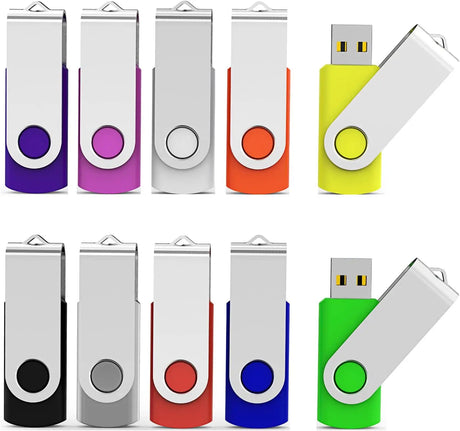 10 Pieces 16 GB USB Flash Drive 16GB USB 2.0 Thumb Drives Bulk Colorful USB Memory Stick Zip Drive Jump Drives for Data Storage, File Sharing (Multicolor, 16G, 10 Pack)