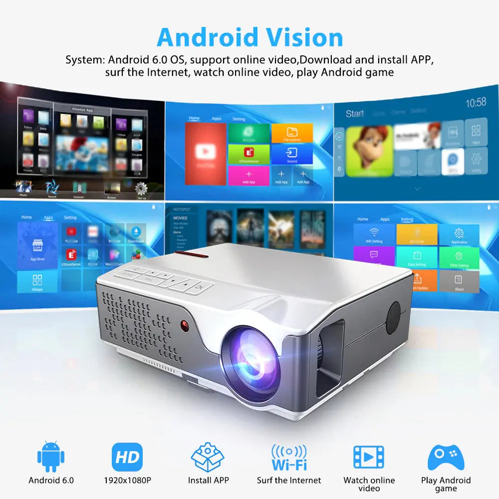 Full HD 1080P Projector TD96 TD96W Android Wifi LED Proyector Native 1920 X 1080P 3D Home Theater Smart Phone Beamer