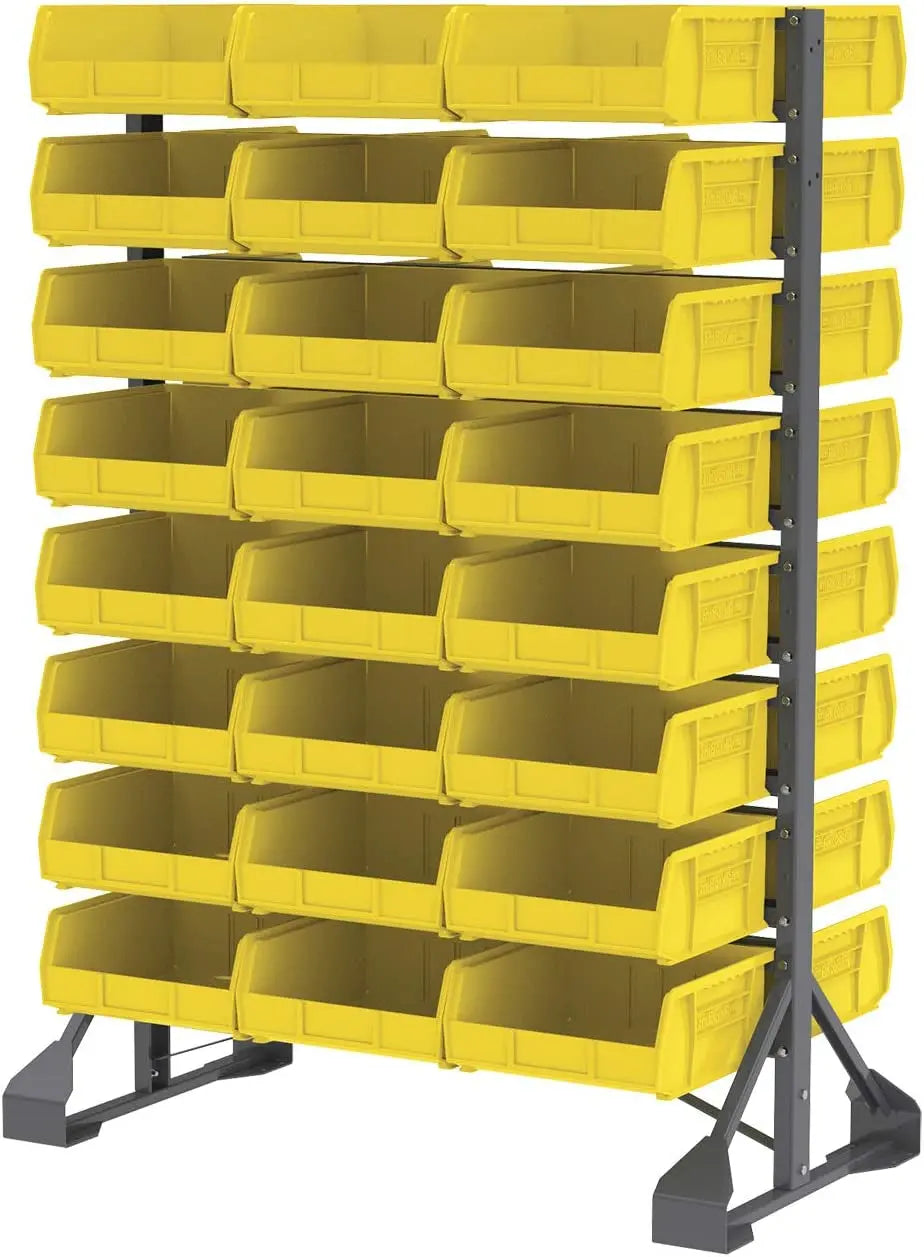 30235 Akrobins Plastic Hanging Stackable Storage Organizer Bin, 11-Inch X 11-Inch X 5-Inch, Yellow, 6-Pack