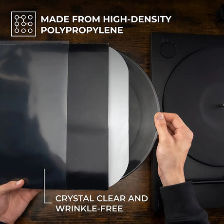 100X Vinyl Record Outer Sleeves 12" LP | Durable & Wrinkle-Free | Crystal Clear & Made from High-Density Polypropylene | 3 Mil Thick, 12.75” X 12.75” | Fits Most Gatefolds and Double Lps