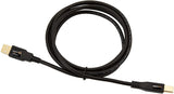 USB-A to USB-B 2.0 Cable for Printer or External Hard Drive, Gold-Plated Connectors, 6 Foot, Black