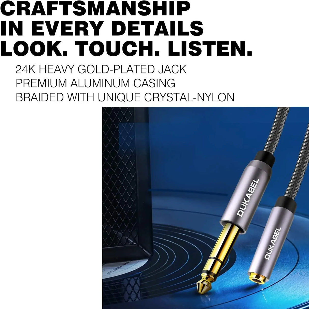 Topseries 6.35Mm (1/4 Inch) to 3.5Mm (1/8 Inch) Headphone Jack Adapter, 1/8 (Female) to 1/4 (Male) Extension Cable, 3.5 to 6.35 Audio Cable for Mixer Guitar Piano Amplifier Speaker and More