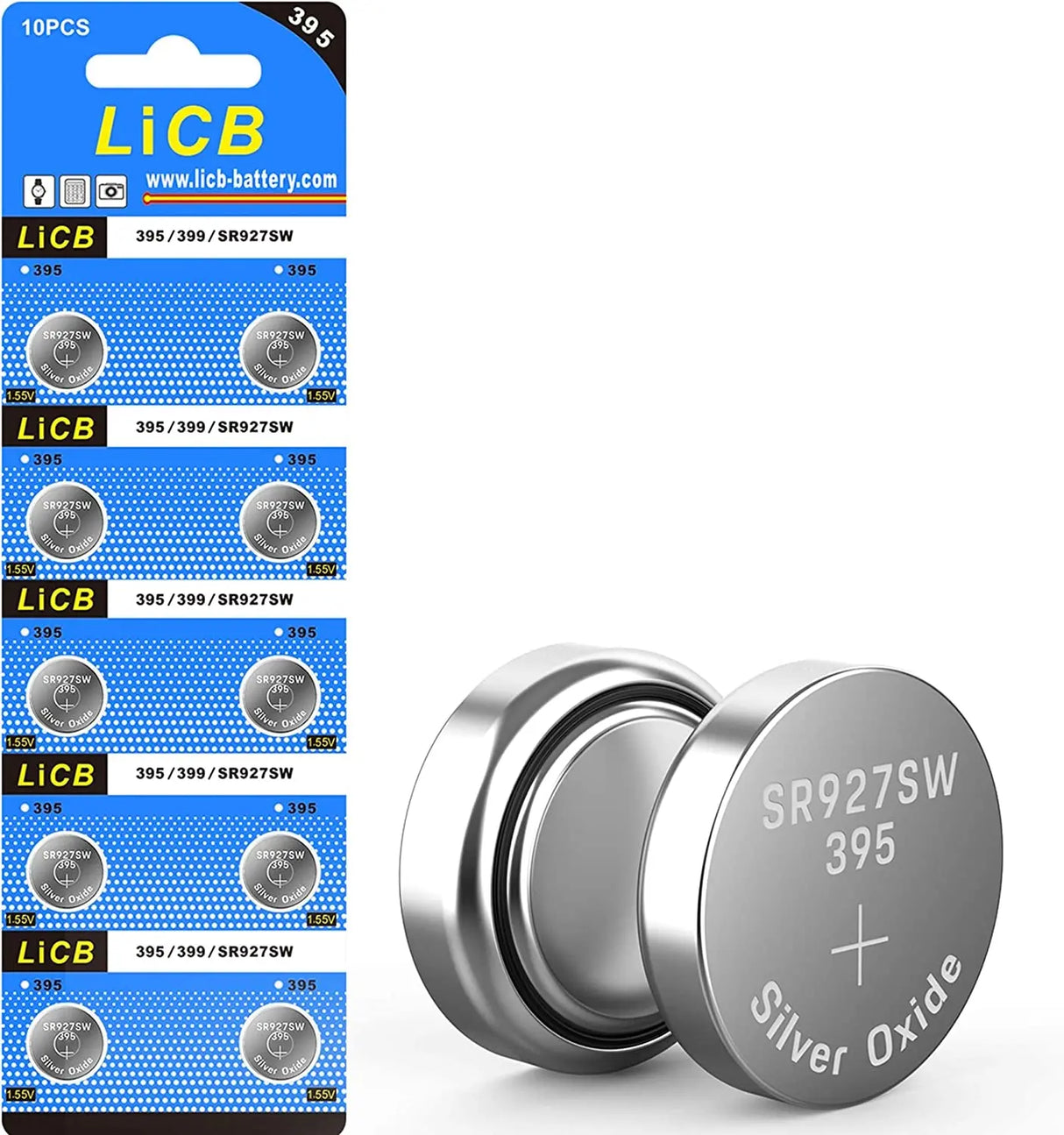 10 Pack 395 SR927SW 399 Watch Battery,Long-Lasting & Leak-Proof,High Capacity Silver Oxide 1.55V Button Cell Batteries for Watch