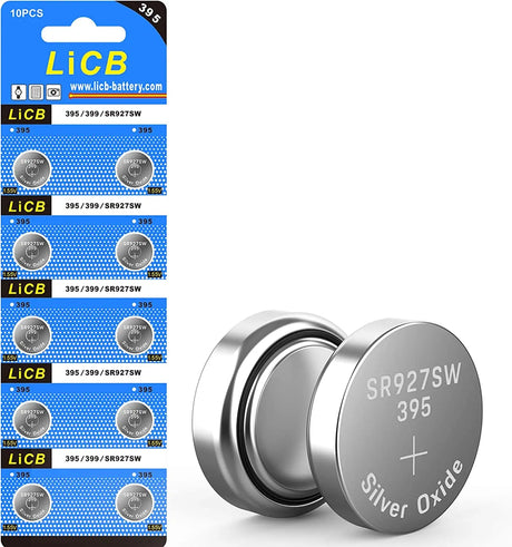 10 Pack 395 SR927SW 399 Watch Battery,Long-Lasting & Leak-Proof,High Capacity Silver Oxide 1.55V Button Cell Batteries for Watch