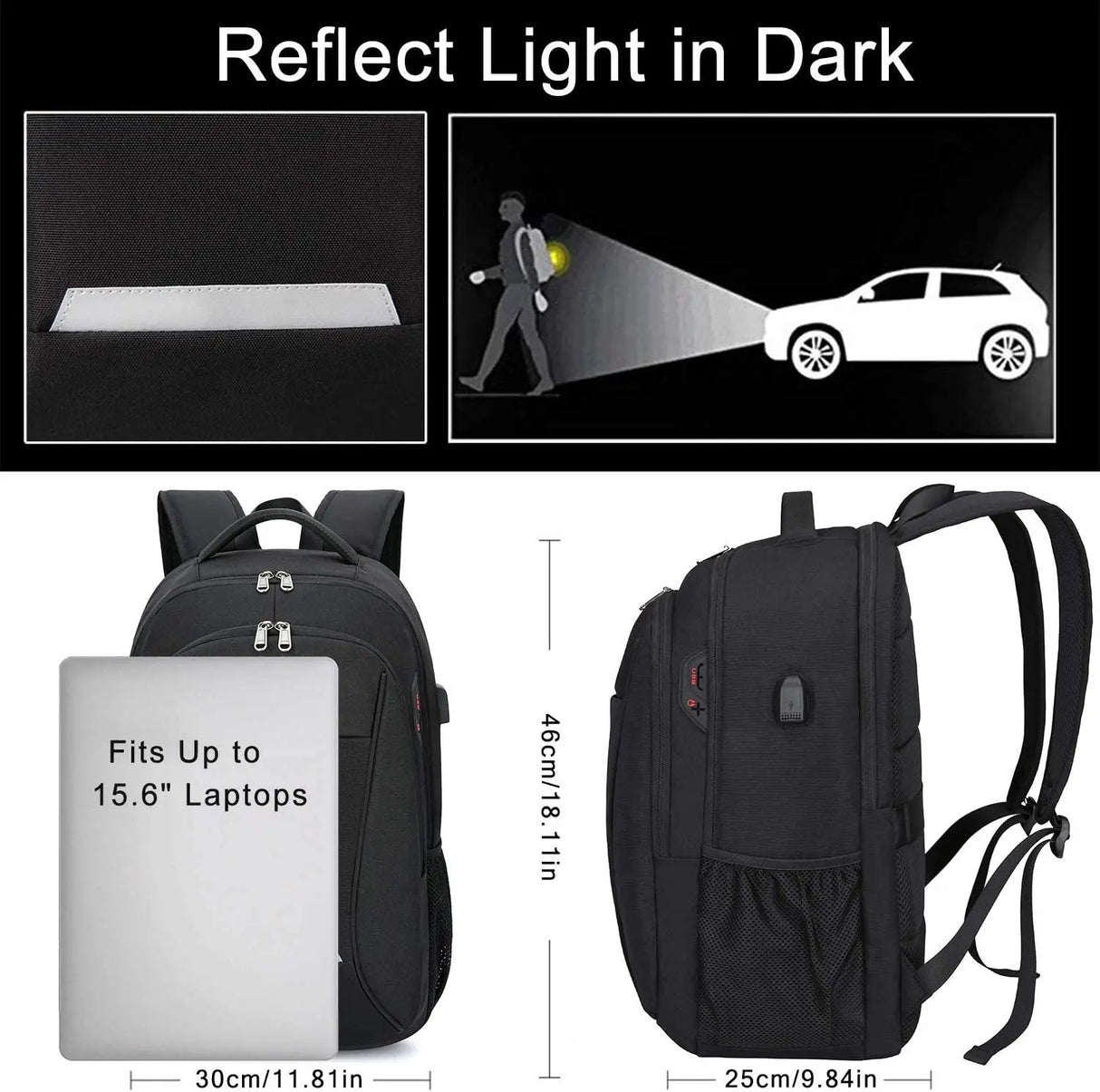 Travel Laptop Backpack, Business Backpack with USB Charging Port and Password Lock, Durable Water Resistant Computer Bag Fit 15.6 Inch Laptops for Men Gift