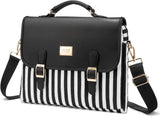 Computer Bag Laptop Bag for Women Cutelaptop Messenger Bag Case for Work College, Stripe-Black, 14-Inch