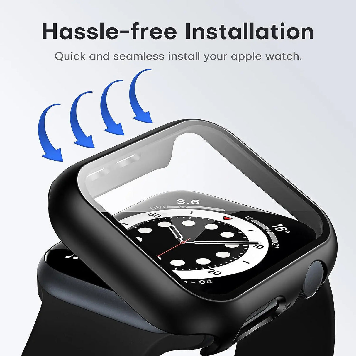 2 Pack Hard Case Designed for Apple Watch Series SE 6 5 4 44Mm [Full Protection], with 9H Tempered Glass Screen Protector [Touch Sensitive] Slim Bumper Protective Cover 44Mm, Black