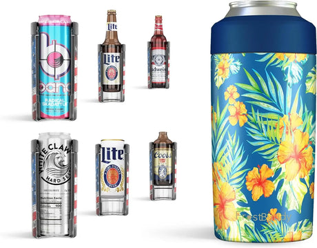 Universal Can Cooler - Fits All - Stainless Steel Can Cooler for 12 Oz & 16 Oz Regular or Slim Cans & Bottles - Stainless Steel