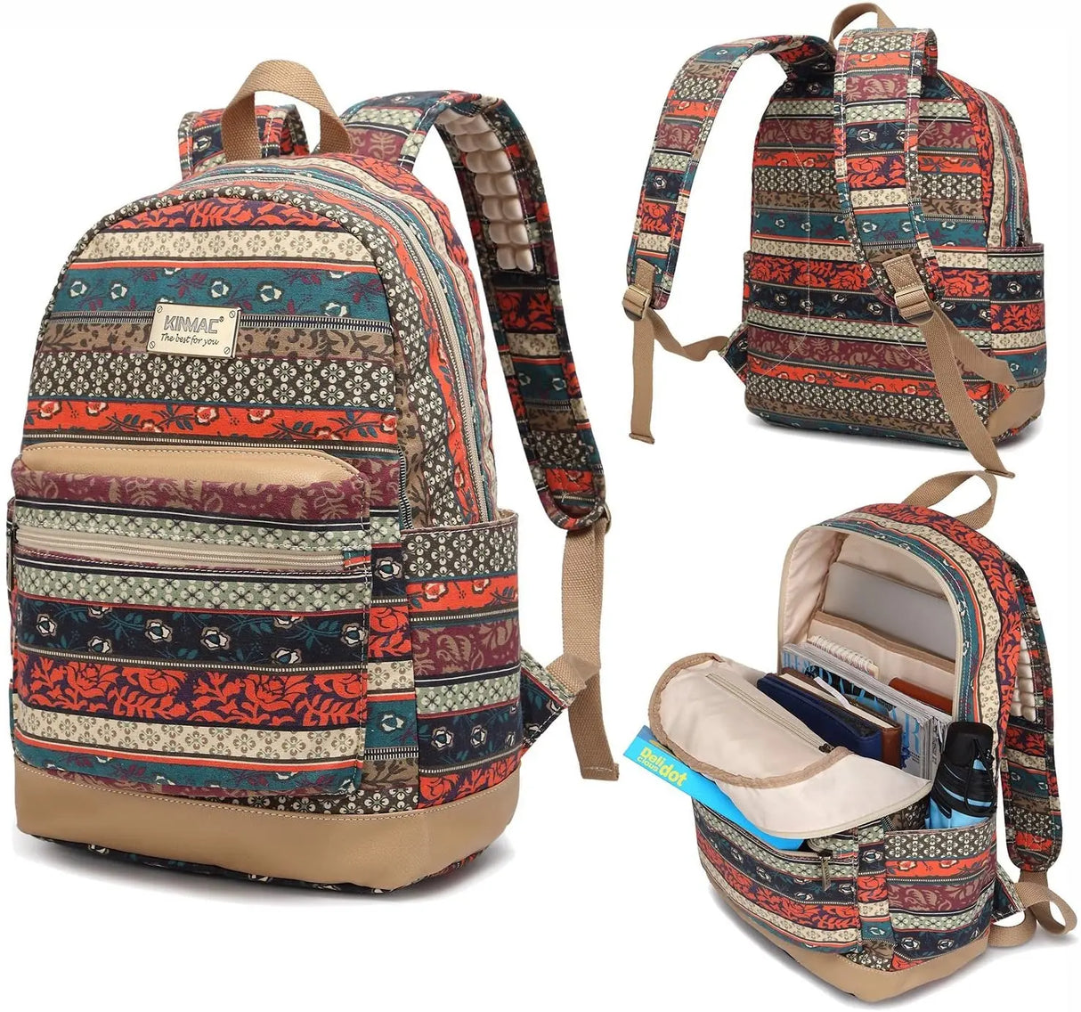 New Bohemian Laptop Backpack with Massage Cushioned Straps Travel Outdoor Backpack for Laptop up to 15.6 Inch