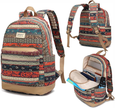 New Bohemian Laptop Backpack with Massage Cushioned Straps Travel Outdoor Backpack for Laptop up to 15.6 Inch