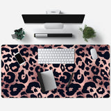 Desk Mat Decor Leopard Rose Black Large Gaming Mouse Pad Gold Pink Marble Mousepad for Women Computer Office Keyboard Mat Laptop Big Mouse Pad Cute Desk Decor 31.5X15.7 in with Non-Slip Stitched Ege