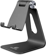 Adjustable Cell Phone Stand Desktop Phone Holder, Aluminum Desk Stand Cradle Dock for Iphone 13 12 Mini 11 Xr Xs Max 8 7 6 6S plus Samsung Huawei All Smartphones (Black)
