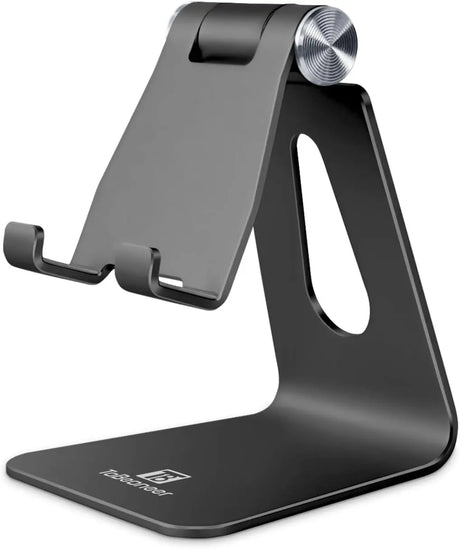 Adjustable Cell Phone Stand Desktop Phone Holder, Aluminum Desk Stand Cradle Dock for Iphone 13 12 Mini 11 Xr Xs Max 8 7 6 6S plus Samsung Huawei All Smartphones (Black)