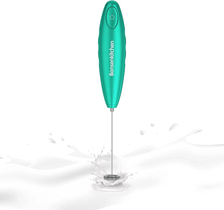Handheld Milk Frother, Electric Hand Foamer Blender for Drink Mixer, Perfect for Bulletproof Coffee, Matcha, Hot Chocolate, Mini Battery Operated Milk Whisk Frother-Seafoam