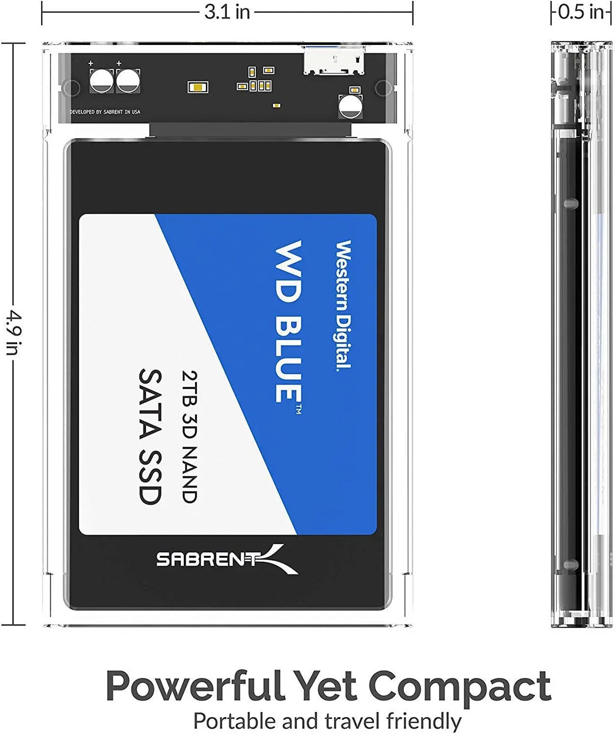 2.5 Inch SATA to USB 3.0 Tool Free Clear External Hard Drive Enclosure [Optimized for SSD, Supports UASP SATA III] (EC-OCUB)