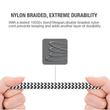 3.5Mm Stereo Audio Cable Extension Male to Male Nylon Braided 10Ft/3M Tangle-Free AUX Cable for Headphones, Ipods, Iphones, Ipads, Home/Car Stereos and More (Black)