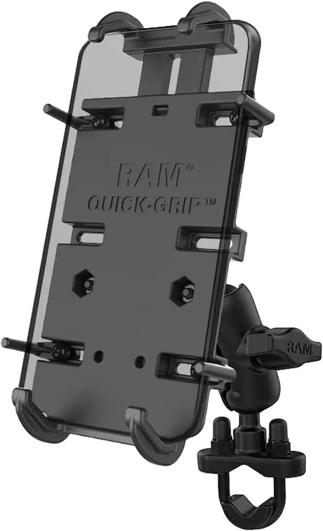 Quick-Grip Large Phone Mount with Handlebar U-Bolt Base RAM-B-149Z-A-PD4U with Short Arm for Motorcycle, ATV/UTV, Bike