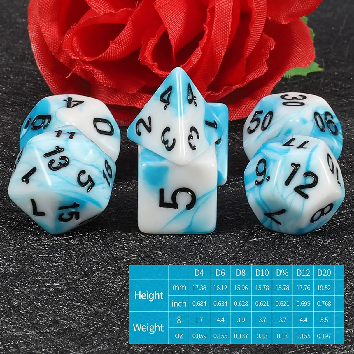 DND Dice Set, 42Pcs Polyhedral Dice D&D Dice with 6 Blue Drawstring Bags, 6 Complete Double-Colors Dice Sets for Dungeons and Dragons RPG MTG Table Games Etc