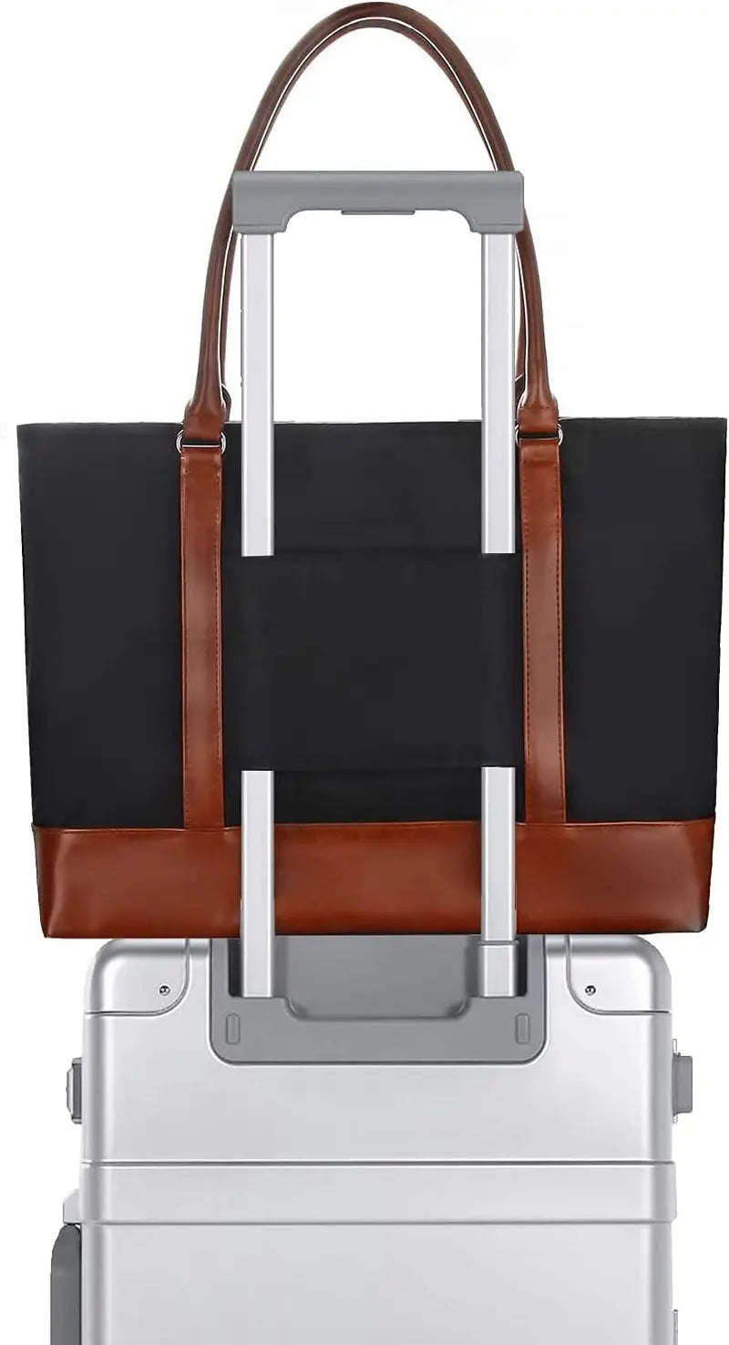 Woman Laptop Tote Bag,Usb Teacher Bag Large Work Bag Purse Fits 17.3 in Laptop,Lightweight Waterproof Computer Shoulder/Messenger Bag(Ablack)