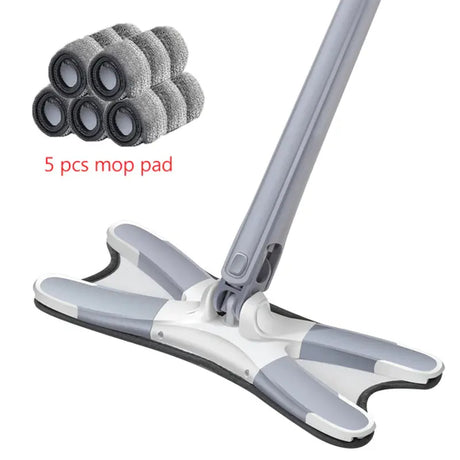 X-Type Squeeze Mop 6Pcs Reusable Microfiber Pads 360 Degree Flat Floor Mop Home Replace Hand-Free Wash Household Cleaning Tools
