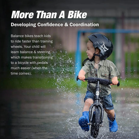 12” Sport Bike - No Pedal Balance Bicycle for Kids 18 Months to 5 Years - Includes Safety Pad, Padded Seat, Mini Grips & Flat-Free Tires - Tool-Free Assembly & Adjustments