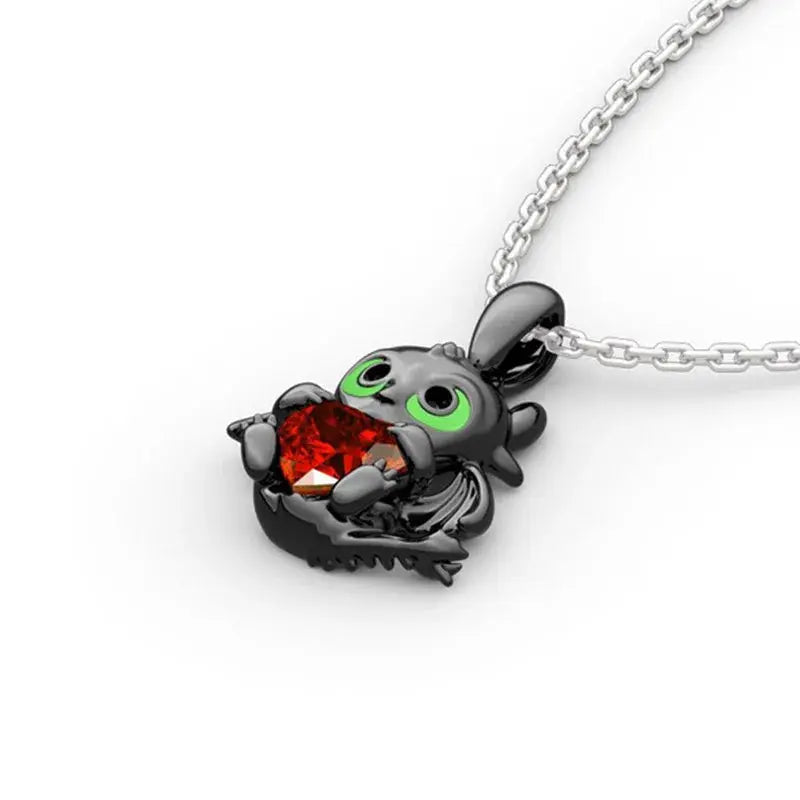 Hot-Selling Demon Dragon Cartoon Necklace Crystal Glass Alloy Pendant Anime Character Souvenir Gift