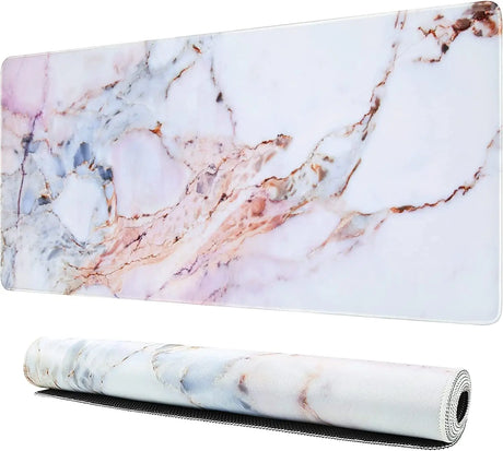 Desk Mat, Gaming Mouse Pad Large, XL Mousepad, Keyboard Mat with Non Slip Base, Extended Laptop Desk Pad Matt, Computer Mat for Office Vanity Desktop Table Writing, Pink Marble