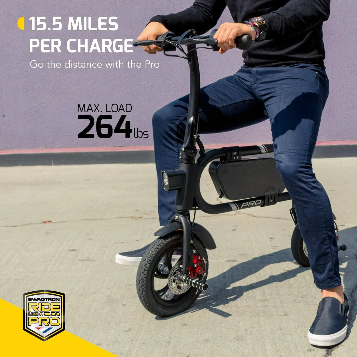 Swagcycle Pro Pedal-Free App-Enabled Folding Electric Bike with USB Port to Charge on the Go