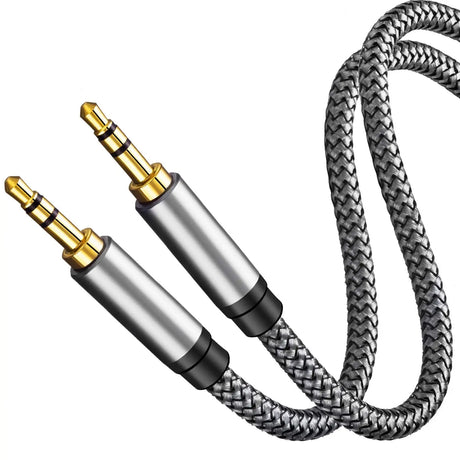 Aux Cable 15Ft,3.5Mm Male to Male Auxiliary Audio Stereo Cord Compatible with Car,Headphones, Ipods, Iphones, Ipads,Tablets,Laptops,Android Smart Phones& More (15Ft/5M, Silver)