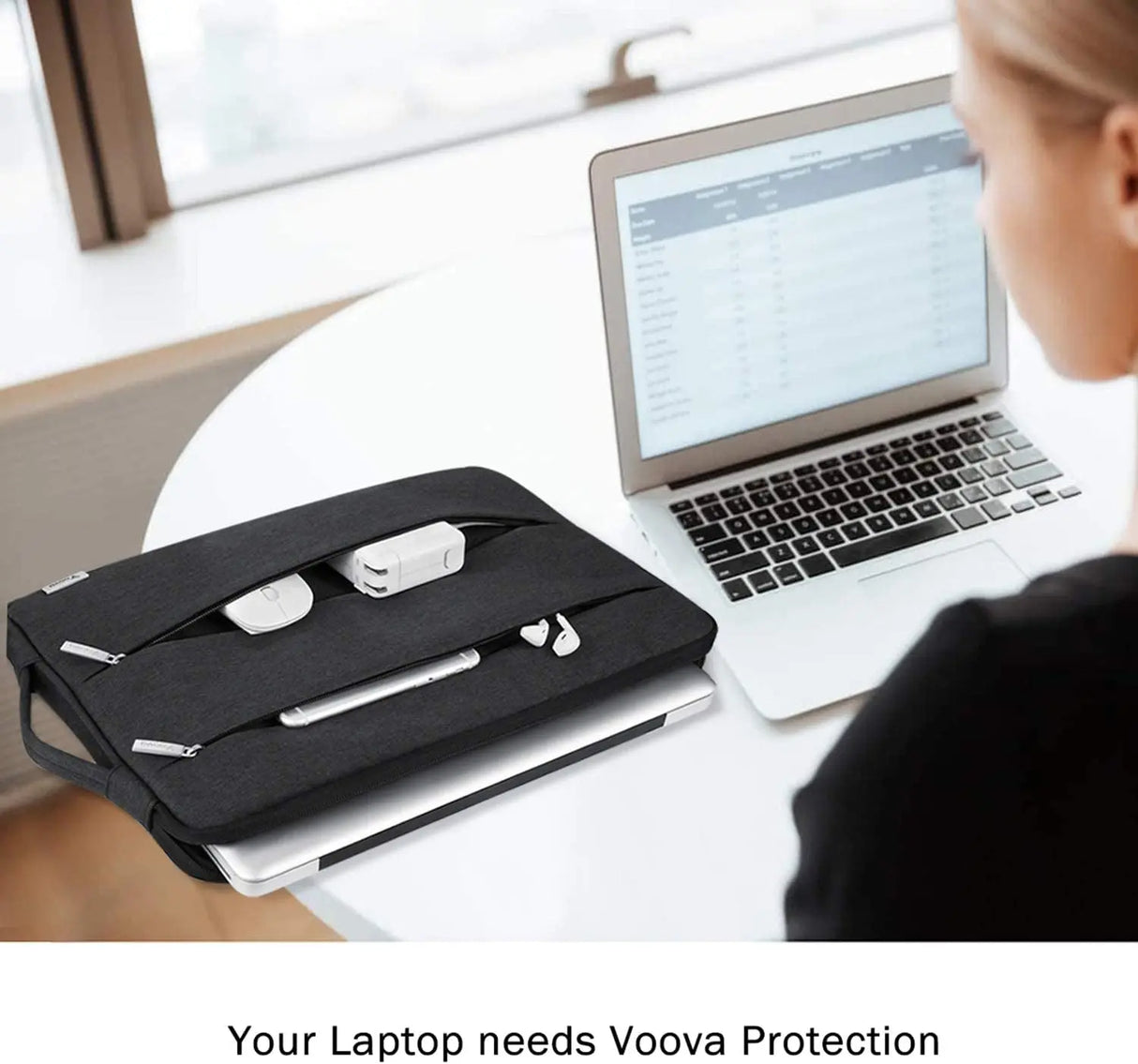 13 13.6 Inch Laptop Sleeve Case Compatible with Macbook Air/Macbook Pro 13 M2/M1,13.5 Surface Laptop 5/4, Surface Pro X / 9/8, Ipad Pro 12.9, Waterproof Computer Bag Cover with Handle, Black