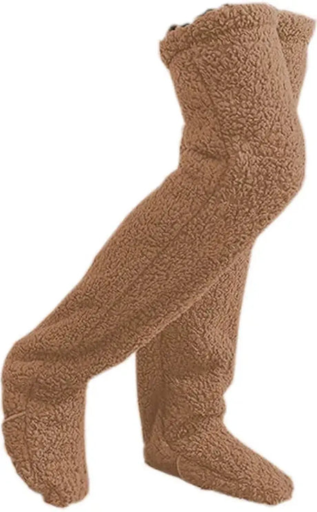 2 in 1 Fluffy Footmuff Women Long Kneelet Socks Warm Plush Socks for Adult Knee Warmers Winter Leg Warmer Sleep Socks Gifts