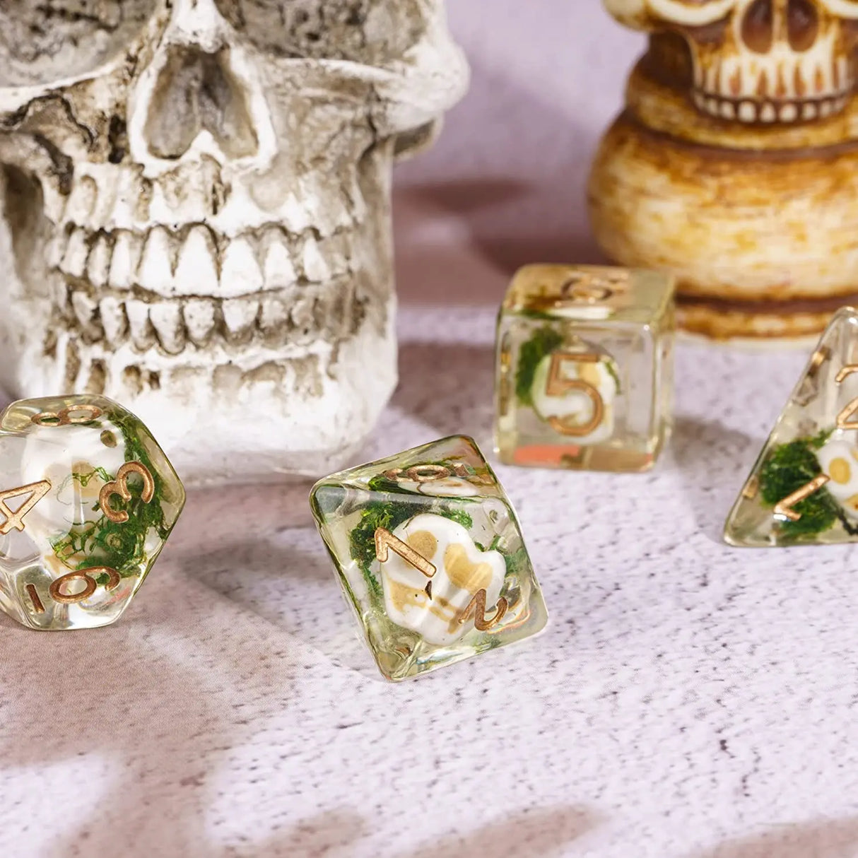 7-Die DND Dice Set, Polyhedral Dice Set for Dungeons and Dragons, D&D Skull Dice for RPG MTG Table Games, D and D Dice Set (Skull-Seaweed)