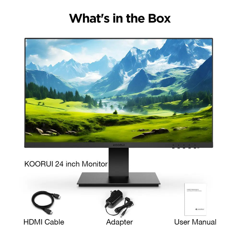 24'' FHD (1920 X 1080P) 75Hz Office Monitor,With HDMI VGA Port, Black, New 24N1A